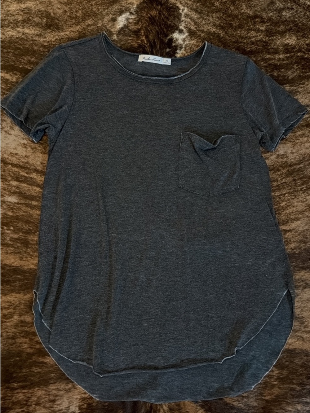 Another Love Women's Washed Charcoal Short Sleeve Pocket Tee